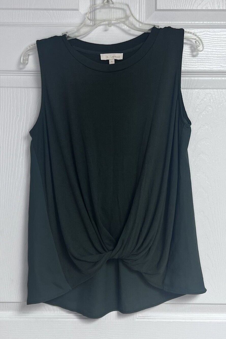 &. Layered Women's Knotted Twist Front Green Shirt Size XS Oversized Slub